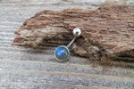 Flashy Labradorite Minimalist 8mm Natural Stone 100% Surgical Steel Belly Ring 14g (1.6mm)