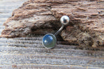 Flashy Labradorite Minimalist 8mm Natural Stone 100% Surgical Steel Belly Ring 14g (1.6mm)