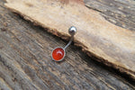 Carnelian Minimalist 8mm Natural Stone 100% Surgical Steel Belly Ring 14g (1.6mm)