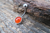 Carnelian Minimalist 8mm Natural Stone 100% Surgical Steel Belly Ring 14g (1.6mm)