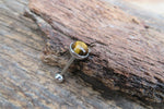 Citrine 7mm Domed Natural Stone Barbell Tongue Ring 14g (1.6mm) Piercing Custom Lengths