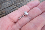 Gold IP Bling Floating Statement Piece Crystal Gems Large Belly Ring 14g Internally Threaded Piercing