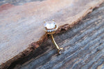 Gold IP Bling Floating Statement Piece Crystal Gems Large Belly Ring 14g Internally Threaded Piercing