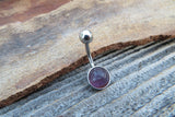 Amethyst Minimalist 6mm or 8mm Natural Stone 100% Surgical Steel Belly Ring 14g (1.6mm)