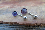 Amethyst Minimalist 6mm or 8mm Natural Stone 100% Surgical Steel Belly Ring 14g (1.6mm)