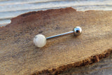 Special Edition Moonstone Titanium Ti6Al4V ELI Implant Grade Natural Stone Barbell Tongue Ring 14g (1.6mm) Piercing