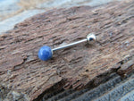 Sodalite Titanium Ti6Al4V ELI Implant Grade 6mm Natural Stone Barbell Tongue Ring 14g (1.6mm) Piercing