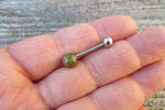 Special Edition Unakite Titanium Ti6Al4V ELI Implant Grade 6mm Natural Stone Barbell Tongue Ring 14g (1.6mm) Piercing