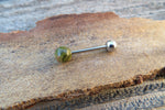 Special Edition Unakite Titanium Ti6Al4V ELI Implant Grade 6mm Natural Stone Barbell Tongue Ring 14g (1.6mm) Piercing