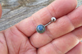 Flashy Labradorite Minimalist 8mm Natural Stone 100% Surgical Steel Belly Ring 14g (1.6mm)