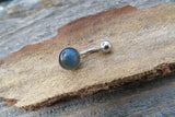 Flashy Labradorite Minimalist 8mm Natural Stone 100% Surgical Steel Belly Ring 14g (1.6mm)