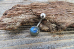 Flashy Labradorite Minimalist 8mm Natural Stone 100% Surgical Steel Belly Ring 14g (1.6mm)