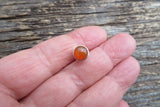 Carnelian 7mm Domed Natural Stone Barbell Tongue Ring 14g (1.6mm) Piercing Custom Lengths