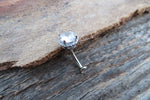 Silver IP Bling Floating Statement Piece Crystal Gems Large Belly Ring 14g Internally Threaded Piercing