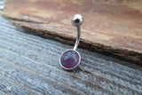 Amethyst Minimalist 6mm or 8mm Natural Stone 100% Surgical Steel Belly Ring 14g (1.6mm)