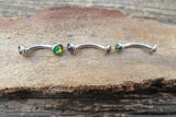 Floating Minimalist Custom Lengths Vitrail Rainbow Gems Belly Ring 14g VCH Internally Threaded Piercing