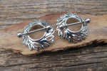 Boho Leaf Silver 14G or 16G Nipple Shields Pair