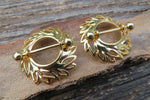 Boho Gold Leaf 14G Nipple Shields Pair