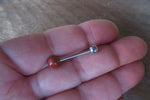 Red Jasper Natural Stone 14G Surgical Steel or Titanium Ti6Al4V ELI Implant Grade Tongue Ring