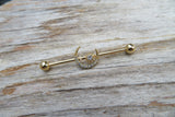 Crescent Moon Gold Ion Plated Surgical Steel 316L Barbell Industrial Small Balls 14G (1.6mm) Piercing 32mm 35mm 38mm