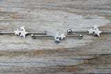 Silver IP Stars Surgical Steel 316L Barbell Industrial Small Balls 14G (1.6mm) Piercing