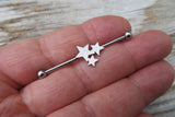 Gold IP Star Surgical Steel 316L Barbell Industrial Small Balls 14G (1.6mm) Piercing