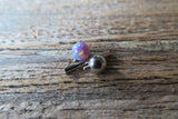 Lavender Purple Fire Opal 100% Surgical Steel Internally Threaded Barbell Tongue Ring 14G (1.6mm) Piercing Custom Lengths