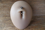 Floating Black Minimalist Petite Crystal Flower Gems Belly Ring 14g VCH Internally Threaded Piercing