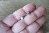 White Opal Floating Minimalist Petite Custom Lengths Flower Belly Ring 14g VCH Internally Threaded Piercing Custom Lengths