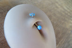 White Opal Floating Minimalist Petite Custom Lengths Flower Belly Ring 14g VCH Internally Threaded Piercing Custom Lengths