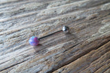 Lavender Purple Fire Opal 100% Surgical Steel Internally Threaded Barbell Tongue Ring 14G (1.6mm) Piercing Custom Lengths