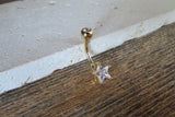 Rose Gold Ion Plated Star Zirconia Belly Ring 14g (1.6mm) Piercing