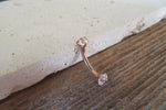 Rose Gold IP Minimalist Crystal Gems Belly Ring 14g Internally Threaded Piercing