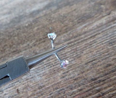 Aurora Borealis Minimalist Crystal Gems Belly Ring 14g Internally Threaded Piercing