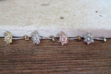 Floating Aurora Borealis Minimalist Custom Lengths Crystal Flower Gems Belly Ring 14g VCH Internally Threaded Piercing