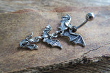 Flying Vampire Bats Dangle Belly Ring 14G (1.6mm) Navel Piercing