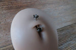 Black Obsidian Floating Minimalist Petite Custom Lengths Crystal Flower Gems Belly Ring 14g VCH Internally Threaded Piercing