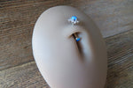 Floating Silver IP White Opal Minimalist Custom Lengths Opal Crystal Flower Gems Belly Ring 14g VCH Internally Threaded Piercing