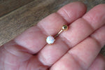 Gold IP White Fire Opal Belly Ring 14g (1.6mm) Piercing