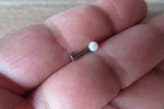 White Opal Cartilage Labret Monroe Tragus Flatback Surgical Steel Barbell Piercing 16G (1.2mm) 6mm 8mm 10mm