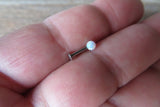 White Opal Cartilage Labret Monroe Tragus Flatback Surgical Steel Barbell Piercing 16G (1.2mm) 6mm 8mm 10mm