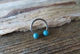 16G Turquoise Howlite Natural Stone Horseshoe Septum Lip Ring Internally Threaded Surgical Steel Barbell Piercing 8mm 10mm 12mm