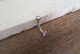 Rose Gold IP Minimalist Crystal Gems Belly Ring 14g Internally Threaded Piercing