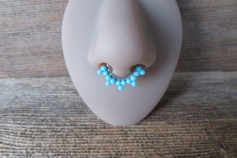 Boho Faux Turquoise Faux Fake Septum Non Piercing