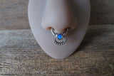 Boho White Fire Opal Silver IP Faux Fake Septum Non Piercing