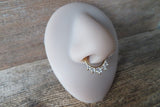 Rose Gold IP Five Crystal Gems Faux Fake Septum Non Piercing